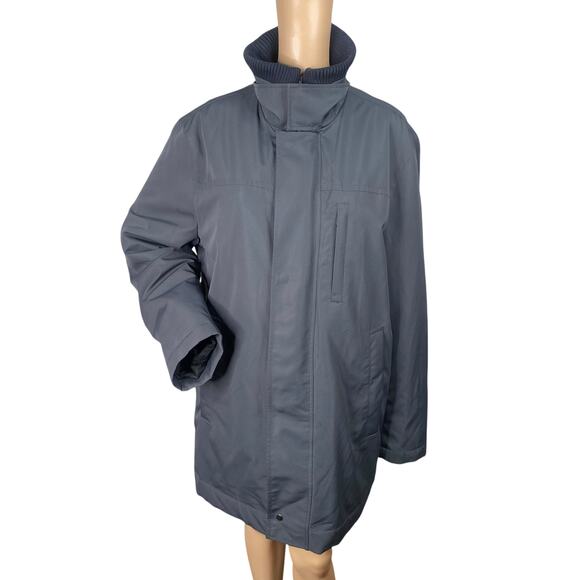 Tasso Elba Gray Funnel Neck Long Jacket Coat Men's SZ L - Picture 1 of 15